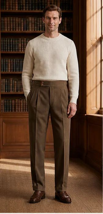Sartorial Double-Pleated Trouser - Brown