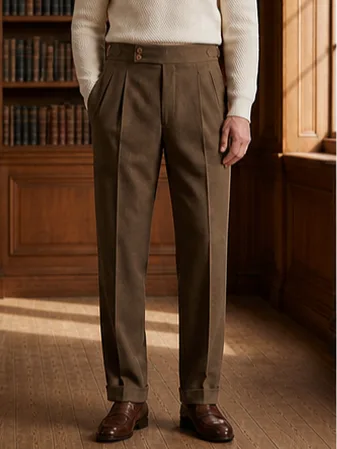 Sartorial Double-Pleated Trouser - Brown