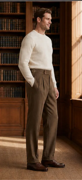 Sartorial Double-Pleated Trouser - Brown