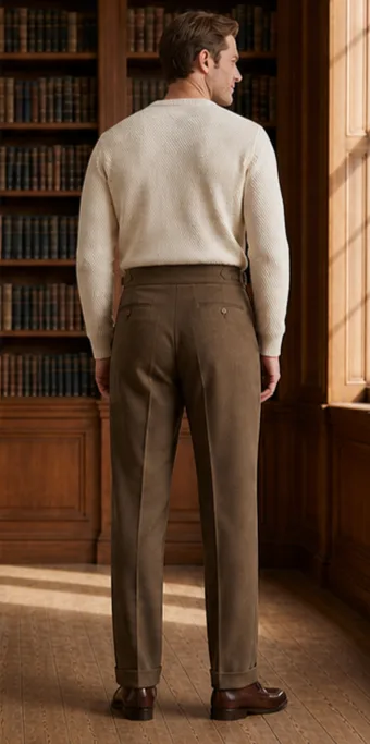 Sartorial Double-Pleated Trouser - Brown