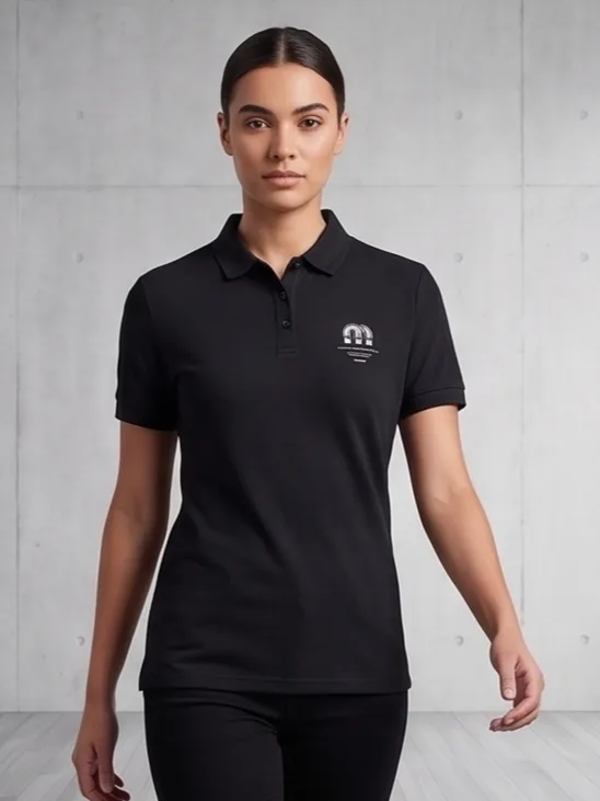 Arch Crest Polo (Stealth Black) - Women Dynamic Walking Stride