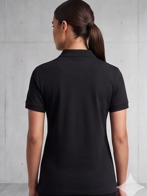 Arch Crest Polo (Stealth Black) - Women Back Silhouette