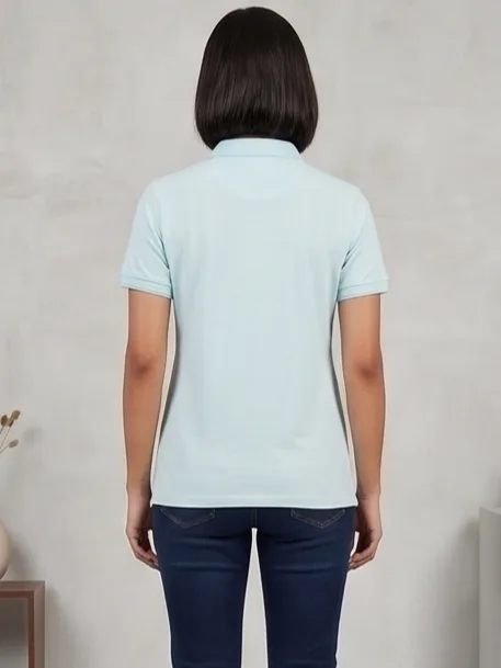 Arch Crest Polo (Sea Blue Edition) - Women Back Silhouette