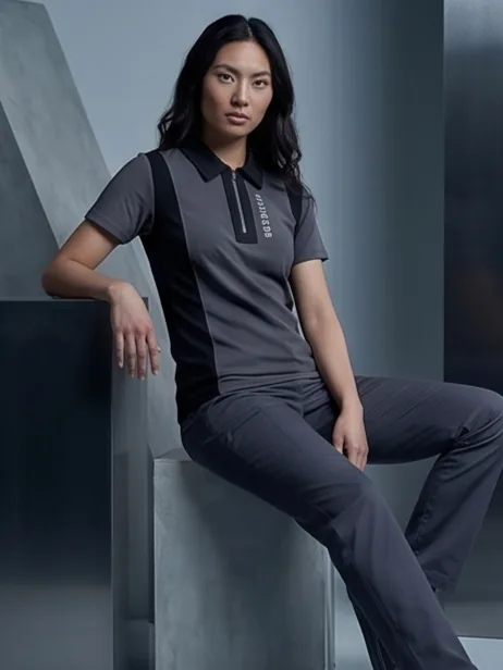 Business Tech Polo (Grey Edition) - Women Studio Seated Angle