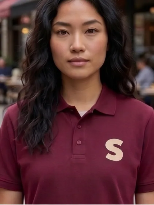 Crest Polo (Maroon) - Women S Monogram Chest Detail