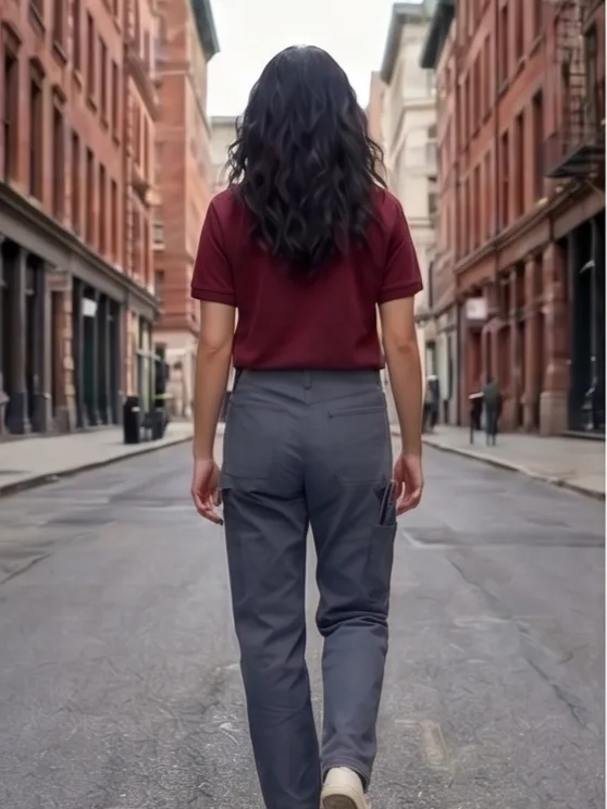 Crest Polo (Maroon) - Women Back Street View