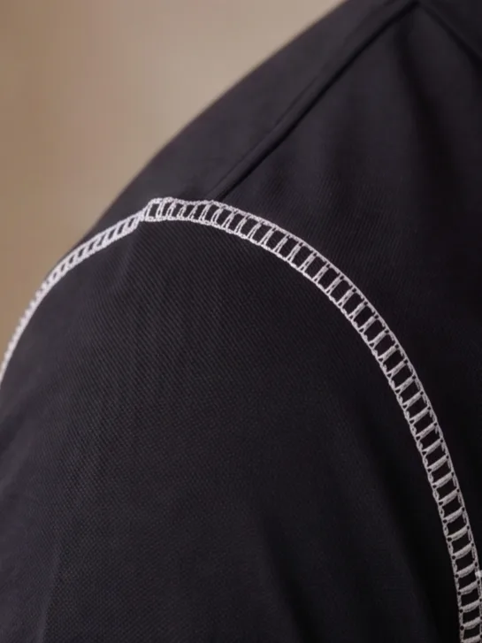 Prestige Polo (Black) - Women Macro Contrast Ladder Stitch Detail