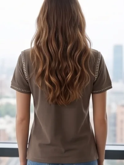 Reserve Polo (Olive Brown) - Women Back Silhouette & Shoulder Stitching