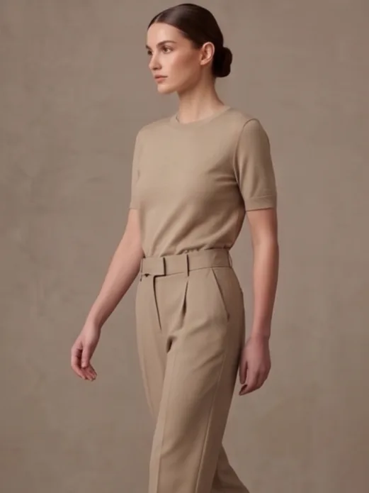 Sartorial Double-Pleated Trouser - Beige Full Length Style