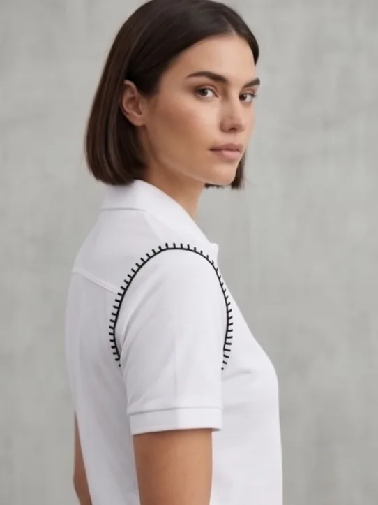 Summit Polo (White) - Women Side Profile Silhouette