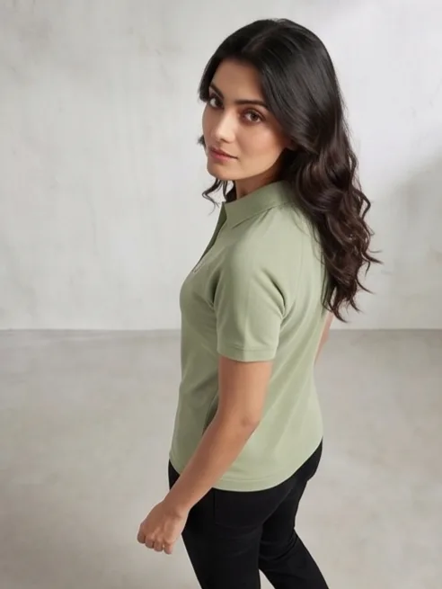 Terrain Polo (Sage Green) - Women Back Angle Over Shoulder