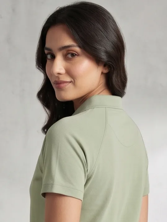 Terrain Polo (Sage Green) - Women Raglan Yoke Stitching Close-Up